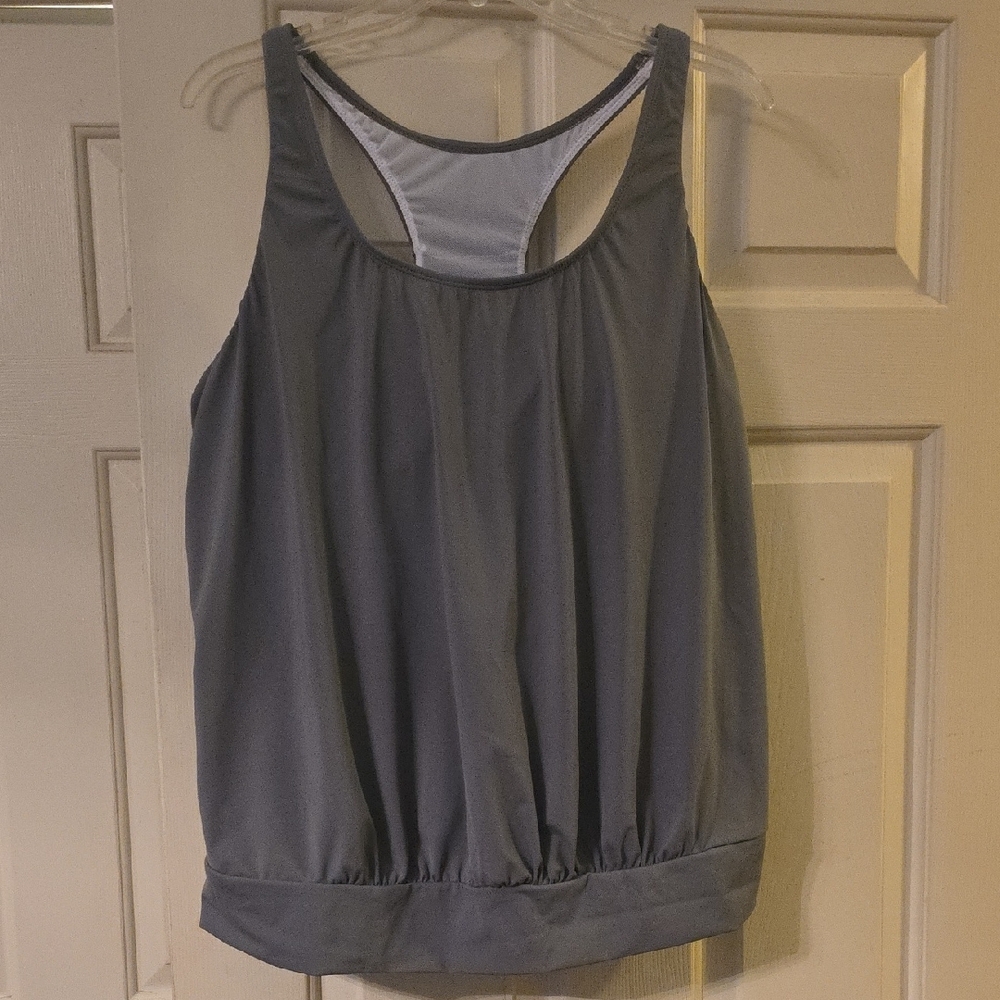 Gray Relaxed Fit Tank Top with Racerback